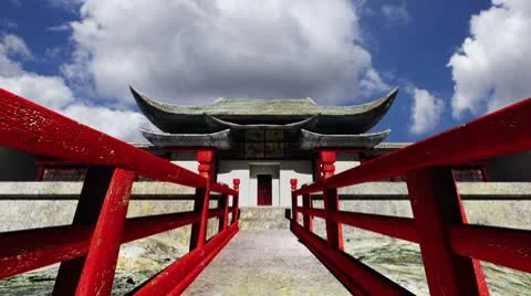 Chinese Building Clouds Timelapse 03 Stock Footage 8893680