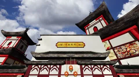 Chinese Buildings Clouds Timelapse 01 Stock Footage 8894640
