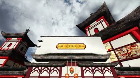 Chinese Buildings Clouds Timelapse 02 스톡 동영상 8895151