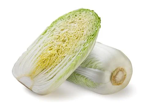 Chinese cabbage and half on a white background. Isolated Stock Photos