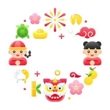 Chinese cartoon elements template vector illustration Stockillustratie