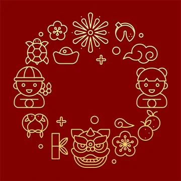 Chinese cartoon elements template vector illustration イラスト素材