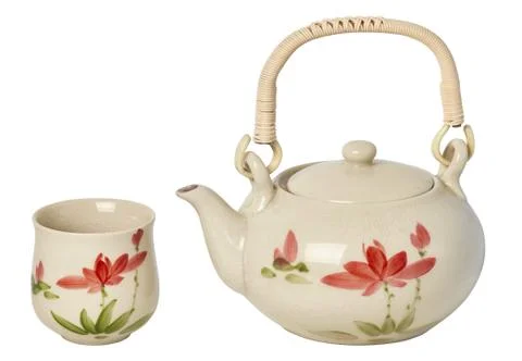 Chinese ceramic teapot with a cup with a pattern Stock Photos