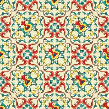 Chinese ceramic tile seamless pattern. Oriental traditional floral ornament Illustrazione stock