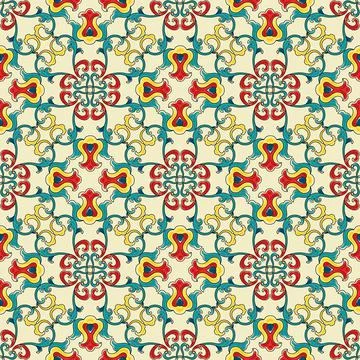 Chinese ceramic tile seamless pattern. Oriental traditional floral ornament Illustrazione stock