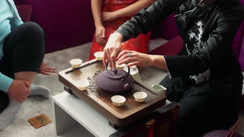 Chinese ceremony of tea drinking Stock Footage 134054937