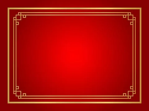 Chinese certificate frame rectangle, red background, certificate line frame.. Ilustración de archivo