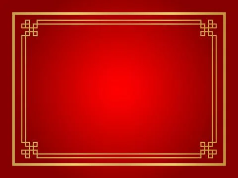Chinese certificate frame rectangle, red background, certificate line frame.. Stock Illustration