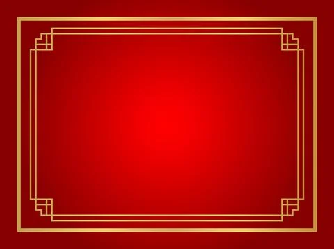 Chinese certificate frame rectangle, red background, certificate line frame.. Stock Illustration