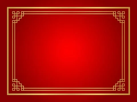 Chinese certificate frame rectangle, red background, certificate line frame.. Illustrazione stock