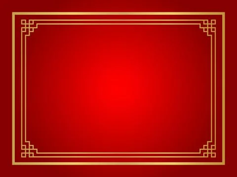 Chinese certificate frame rectangle, red background, certificate line frame.. Stock Illustration