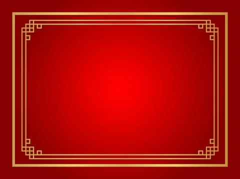 Chinese certificate frame rectangle, red background, certificate line frame.. Illustrazione stock
