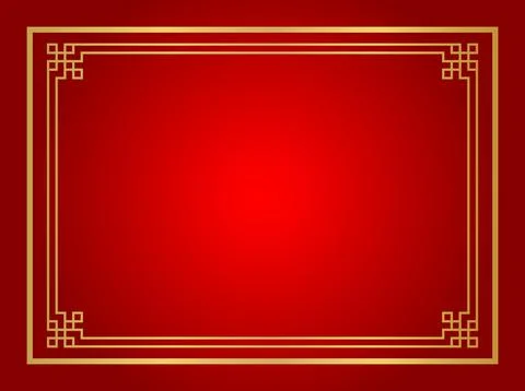 Chinese certificate frame rectangle, red background, certificate line frame.. 스톡 일러스트