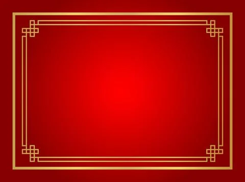 Chinese certificate frame rectangle, red background, certificate line frame.. Stock Illustration