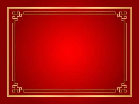 Chinese certificate frame rectangle, red background, certificate line frame.. Illustrazione stock