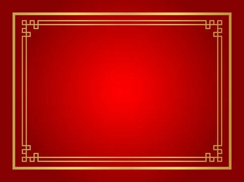 Chinese certificate frame rectangle, red background, certificate line frame.. Illustrazione stock