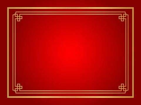 Chinese certificate frame rectangle, red background, certificate line frame.. 스톡 일러스트