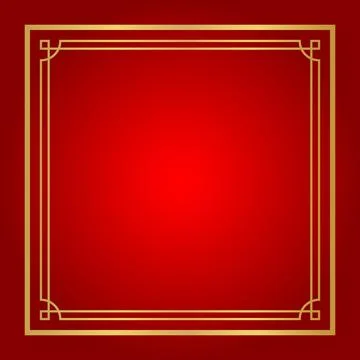 Chinese certificate frame square, red background, certificate line frame, a.. Stock Illustration