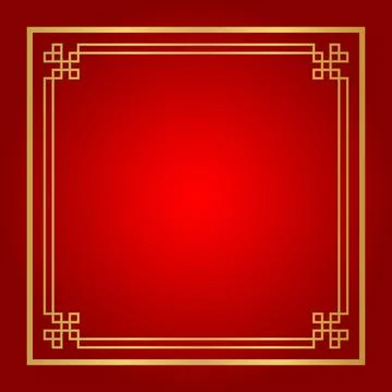 Chinese certificate frame square, red background, certificate line frame, a.. Stock Illustration