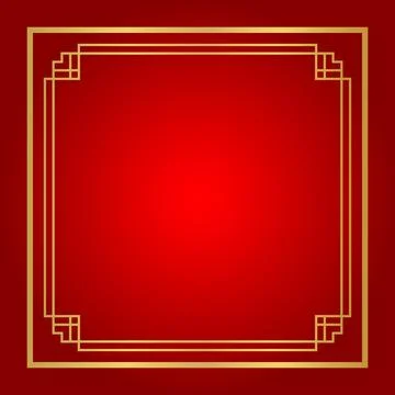 Chinese certificate frame square, red background, certificate line frame, a.. Stock Illustration