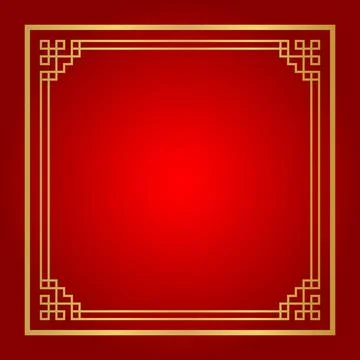 Chinese certificate frame square, red background, certificate line frame, a.. Ilustración de archivo