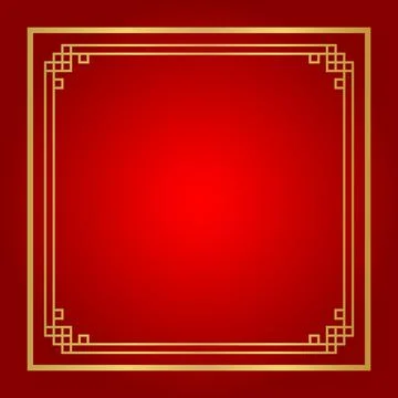 Chinese certificate frame square, red background, certificate line frame, a.. Stock Illustration