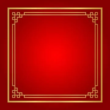 Chinese certificate frame square, red background, certificate line frame, a.. Stock Illustration