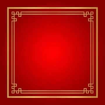 Chinese certificate frame square, red background, certificate line frame, a.. Stock Illustration