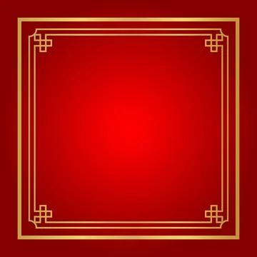 Chinese certificate frame square, red background, certificate line frame, a.. Stock Illustration
