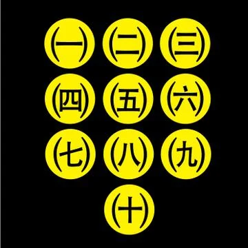 Chinese character numbers illustration pattern set 1-10 - Vector Stock Illustration