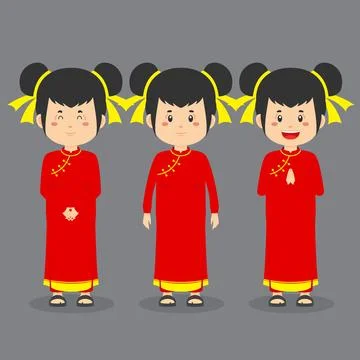 Chinese Character with Various Expression Stock Illustration