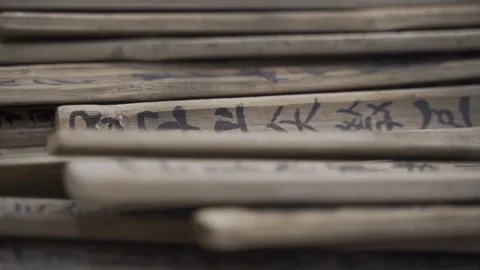 Chinese characters on bamboo slips Stock Footage 165024040