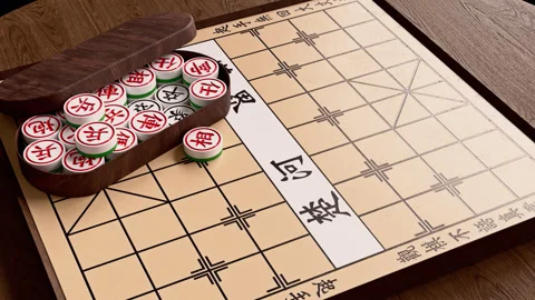 Chinese Chess Board Stock Footage 313960802