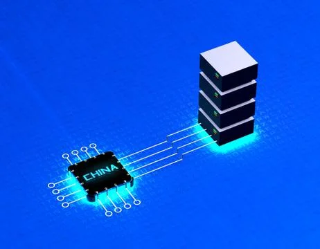 Chinese chip, processor, electronic technology Illustrazione stock