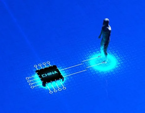 Chinese chips, robots, electronic technology Stock Illustration