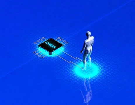 Chinese chips, robots, electronic technology Stock Illustration