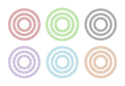 Chinese circle window frame, isolated each item Stock Illustration