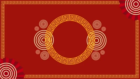 Chinese Circular Red Pattern Frame With Festive Ornament Design Stock Footage 318734081