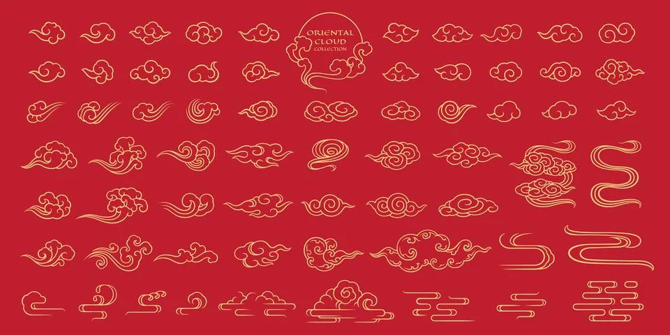 Chinese cloud element vector illustration set Stockillustratie