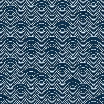 Chinese cloud or river seamless pattern vector. Traditional Asian background  Stock Illustration