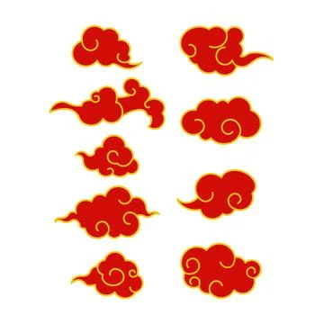 Chinese cloud set cartoon vector illustration Stock Illustration