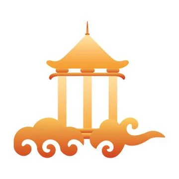 Chinese cloud sky with columns tower Stock Illustration