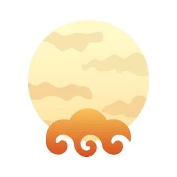 Chinese cloud sky with fullmoon scene Stock Illustration