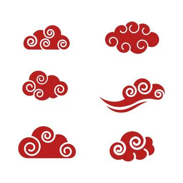 Chinese Cloud template vector icon Stock Illustration