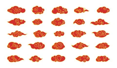 Chinese clouds. Ornate patterns in Chinese style transform cloudscape into work Illustration