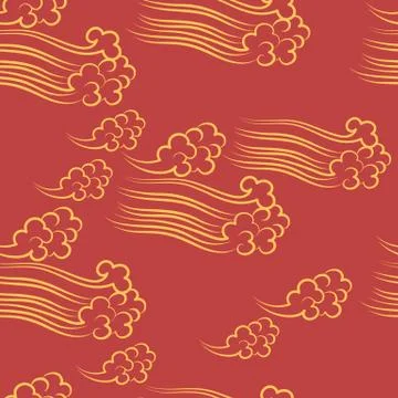 Chinese clouds. Seamless vector pattern. 库存插图