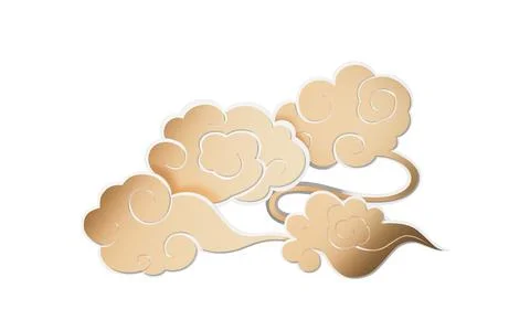 Chinese clouds with white background, 3d rendering. Stock Illustration