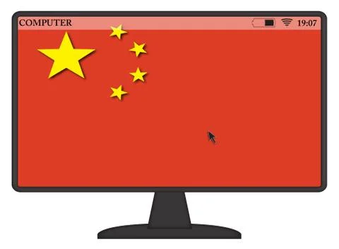Chinese Computer Flag Stock Illustration