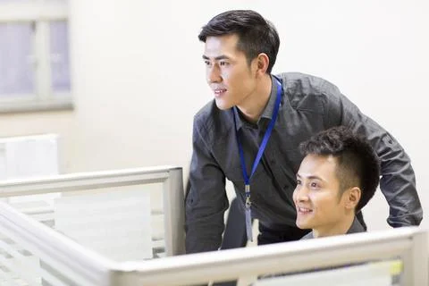  Chinese Computer programmers at work Beijing China Copyright: xLanexOatey... Stock-Fotos