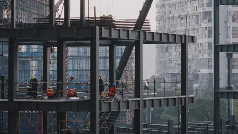 Chinese Construction Site high activity Stock Footage 224329763